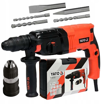 Перфоратор мережевий SDS+ YATO : з змінним патроном P= 850 Вт, J= 3,3 Дж. Ø≤ 30 мм в футлярі / Код товару: YT-82122